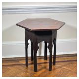 HEXAGON SIDE TABLE | Small wooden hexagonal side table. - l. 23.5 x w. 20.5 x h. 22 in (Length is co