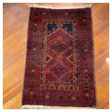 SMALL PATTERNED RUG | With geometric and architectural borders. - l. 51.5 x w. 34 in 