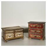 DIMINUTIVE JEWELRY BOXES | Including gilt music box jewelry box with mirror on inside lid and small 