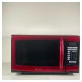 EMERSON MICROWAVE | Model: MW8999RD Red Emerson microwave. - l. 19 x w. 13.5 x h. 11.5 in 
