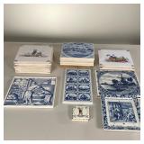 (23PC) DECORATIVE DELFT TILES | Mostly blue and white Delft porcelain tiles. - l. 5.25 x w. 5.25 in 
