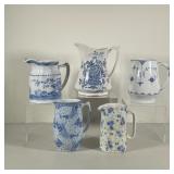 (4PC) CERAMIC PITCHER SET | With floral designs. Trademarked England or from England. - l. 6.5 x w. 