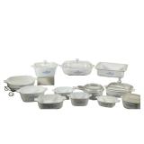 (12PC) CORNINGWARE DISHES | Including; large rectangular pan, multiple smaller square pans, and smal