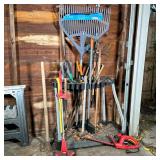 LAWN TOOLS | Including; Homelite electric hedge trimmer, pitch forks, axe, electric weed whacked, sh