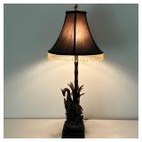 GIRAFFE LAMP | Unusual Giraffe and her baby calf lamp in an aged bronze tone finish composition. The