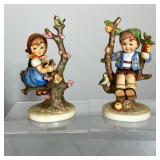 (2PC) HUMMEL APPLE TREE BOY & GIRL | Classic Apple Tree Pair. - h. 6 x dia. 2.75 in