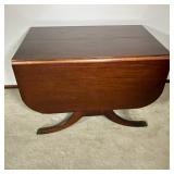 MAHOGANY TRIPLE LEG TABLE | Unusual Mahogany Drop leaf dining room table with three legs. Table open