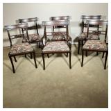 (6PC) MAHOGANY SABER LEG CHAIRS | Set of six, including one arm and five side French-style mahogany 