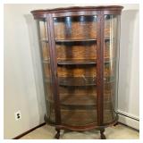 OAK SERPENTINE CHINA CLOSET | Oak China Closet with serpentine glass front door and bowed glass on s