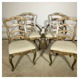 (4PC) FRENCH COUNTRY PAINTED CHAIRS | Painted with curved back splat chairs having cabriole legs and