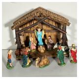 (12PC) ITALIAN NATIVITY MANGER CRÈCHE | Great Vintage Italian Nativity with Manger an 11 figures. An