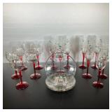 (17PC) PFALTZGRAFF WINTERBERRY PLATES & WINE GLASSES | The Hand-painted Winterberry Design by Pfaltz