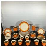 (38PC) IMPERIAL TANGERINE BY W DALTON | Vintage Imperial by W Dalton Stoneware “Tangerine P9261” inc