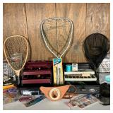 VINTAGE FISHING LOT - TACKLE BOXES, LURES & NETS | Large Vintage Fishing Lot including: (1) “Great L