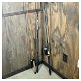 VINTAGE CONDOR ROD/REEL & SHIMANO REEL | Vintage Lot of two reels and three rods: (1) South Bend Con