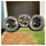 (4PC) AMERICAN RACING WHEELS AR 632 | Four American Racing Black and Chrome Wheels marked “ARE-USA. 
