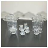 (8PC) GORHAM LOTUS CRYSTAL | Gorham Crystal in the Lotus Pattern including: (2) Covered Butter Dishe