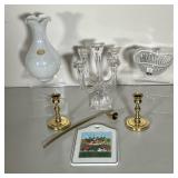 (6PC) BALDWIN CANDLESTICKS, VILEROY & BOCH CANDELABRA & MORE | Six lots including: (2) Pair of Brass