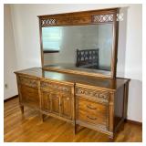 THOMASVILLE TRIPLE DRESSER W/MIRROR | Vintage Italian Provincial Style Thomasville Triple Dresser wi