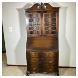 LANDSTROM FURNITURE SECRETARY DESK | Walnut Chippendale Style Oxbow Serpentine Secretary Desk with c
