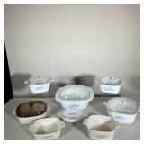 (14PC) CORNINGWARE SYMPHONY & CORNFLOWER | Lot includes eight casseroles and six lids as below: (4) 
