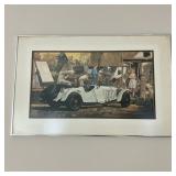 (2PC) J B DENEEN AUTO LITHOGRAPHS | Pair of J B Deneen antique classic cars prints in period scenes,