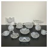 (12PC) VINTAGE CUT GLASS GROUP | Twelve pieces of Vintage Cut Glass. Group includes bowls, dishes, n