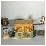 OPALTYPE PHOTO, BAKELITE MANICURE SET, TIN BASKET LOT | Interesting Vintage lot includes: (1) Opalty