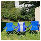 (3PC) OZARK TRAIL ARMCHAIRS | Three arm chairs in carry bags: (2) Deluxe Armchairs in blue. (1) Over