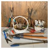 GARDEN TOOLS | Lot of garden tools that include: Vintage Boker hedge trimmer; Wood handle trimmer; T