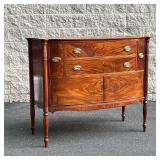 DUNCAN PHYFE STYLE SIDEBOARD | Flame mahogany veneer, turned and reeded carved supports. - l. 50 x w