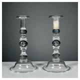 PAIR STEUBEN CANDLESTICKS | Signed "Steuben". - h. 11 x dia. 6 in 