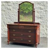A.H. DAVENPORT CUSTOM DRESSER | 36 in. Dresser height. - l. 54 x w. 25.5 x h. 75 in (over mirror) 
