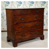 CHIPPENDALE FIVE DRAWER CHEST | Chest of drawers with inlaid decoration, having two half drawers ove