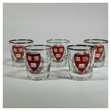 (5PC) HARVARD TUMBLERS WITH SILVER RIMS | h. 3.25 x dia. 3 in 