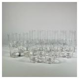 (20PC) ETCHED SAILING THEMED GLASSES | Including low balls, goblets, etc. - h. 6.25 in (tallest) 