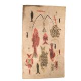 EARLY AMERICAN FISHES HOOKED RUG | Showing various fish, seahorses and a lobster. - l. 61 x w. 36 in