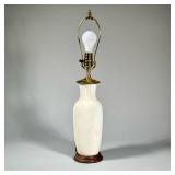 WHITE CERAMIC BALUSTER FORM LAMP | 12 in. vase section only. - h. 23 in (over harp) 