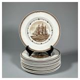 (12PC) WEDGWOOD / GEORGE C. WALES AMERICAN CLIPPER SHIP PLATES | 20th century, each with a unique tr