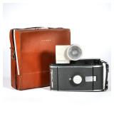 POLAROID LAND CAMERA | Polaroid Model 150 in leather carrying case with Polaroid Wink-Light flash mo
