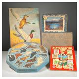 (5PC) ANTIQUE PUZZLES & OTHER | l. 17 x w. 13 x h. 1 in (largest box) 