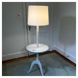 PAINTED LAMP TABLE | Quaint paint decorated floor lamp / table with flower decoration and a blue tri