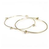 (2pc) DIAMOND & GOLD WIREWORK BRACELETS | One with two articulating hinges (folds in half) mounting 