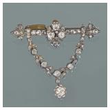 ANTIQUE LAUREL GARLAND BROOCH | 19th century, antique full cut and rose cut diamonds, designed as a 