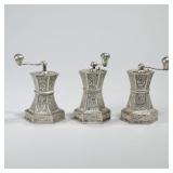 (3pc) EARLY DUTCH SILVER PEPPER MILLS | Including a pair both marked "Holland" plus a similar (possi