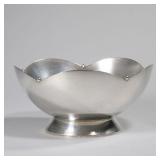 "R" STERLING LOBED BOWL | Marked "R / STERLING / 609". 19.8 ozt, h. 4.5 x dia. 9 in.