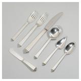 GEORG JENSEN PYRAMID PATTERN STERLING SILVER FLATWARE | Service for twelve (12) comprising; 12 dinne