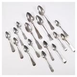 LARGE ASSORTMENT COIN SILVER | Coin silver flatware, including serving spoons: J. B. Hill, H. L. Dol