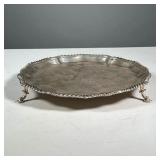 STERLING SILVER SALVER | Gadrooned edge decoration, raised on 3 feet, marked "sterling / 2395 /10 in