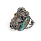 SUN BOY TURQUOISE & STERLING BANGLE BRACELET | Terrence Hunt Navajo sterling silver and turquoise ar